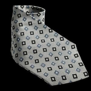 Silk Tie Mens Necktie Gray Geometric Made USA 56x4 by Grant Thomas
